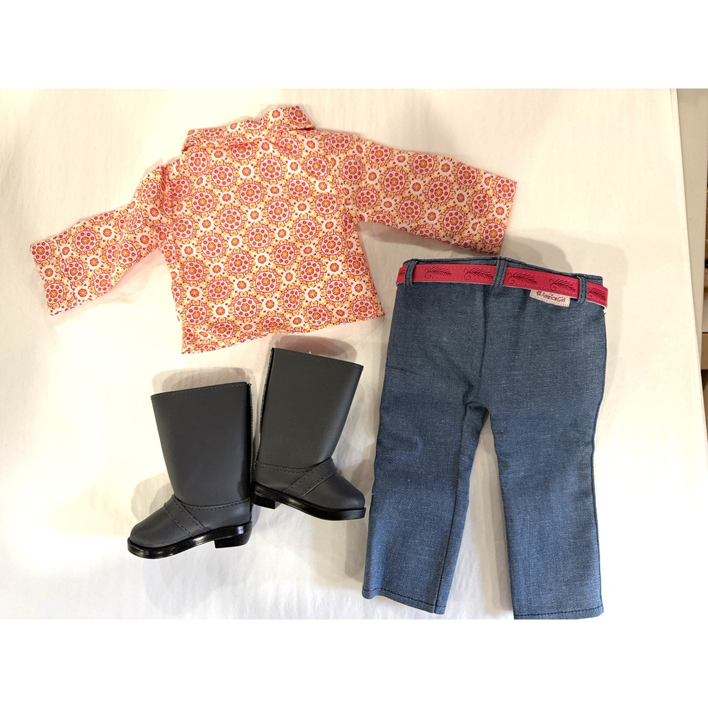 American Girl Saige Parade Outfit Shirt Jeans Boots Belt NIB New In Box - Picture 5 of 14